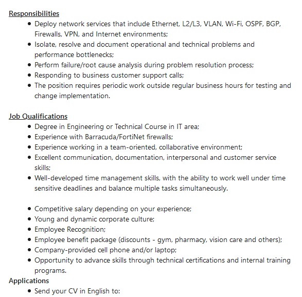 Junior Network Engineer